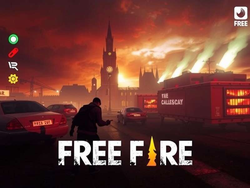 Professional gamer playing Free Fire on a high-end PC setup with colorful keyboard and large monitor