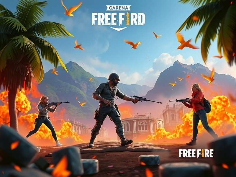 Free Fire gameplay screenshot showing intense battle
