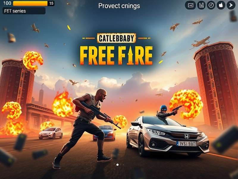 Squad of Free Fire players strategizing on a mobile device