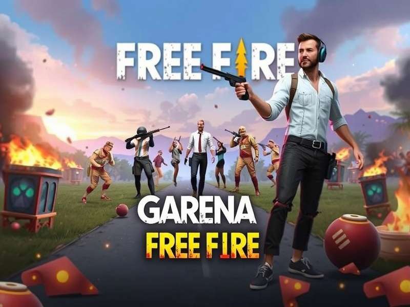 Free Fire gameplay screenshot showing intense battle royale action on Bermuda map