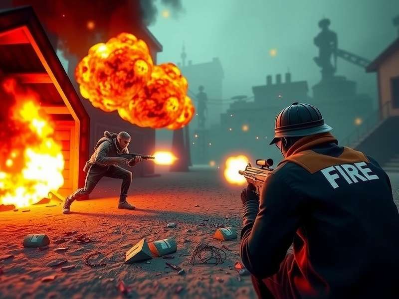 Free Fire game being played on an HP laptop with Windows 10 interface showing battle royale gameplay